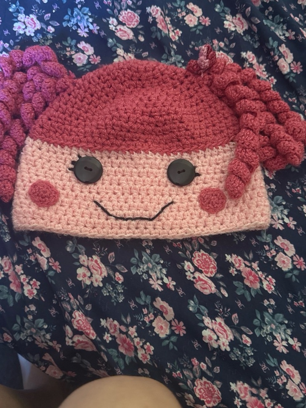 Handmade Pink Crochet Lalaloopsy Hat for Kids